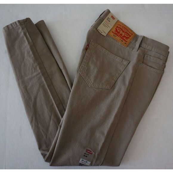 Levi's 511 Women's Sz 28 x 30 Olive Green Slim Fit Tapered Leg Stretch Jeans - Picture 7 of 7